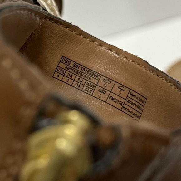 UGG “Mirabel” Metallic Leather Woven Ankle Strap Tassel Sandals NWOT/NWOB - Picture 9 of 10